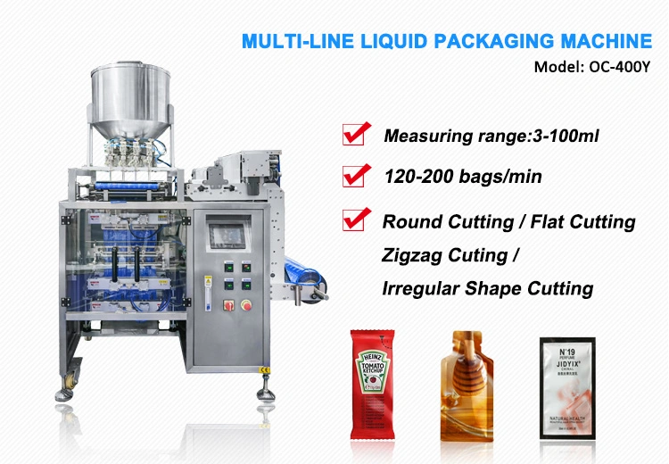 Automatic Multi-Lanes Liquid Ice Lolly Packaging Machine Jelly Honey Stick Pure Water Long Tomato Paste Sachet Packing Machine