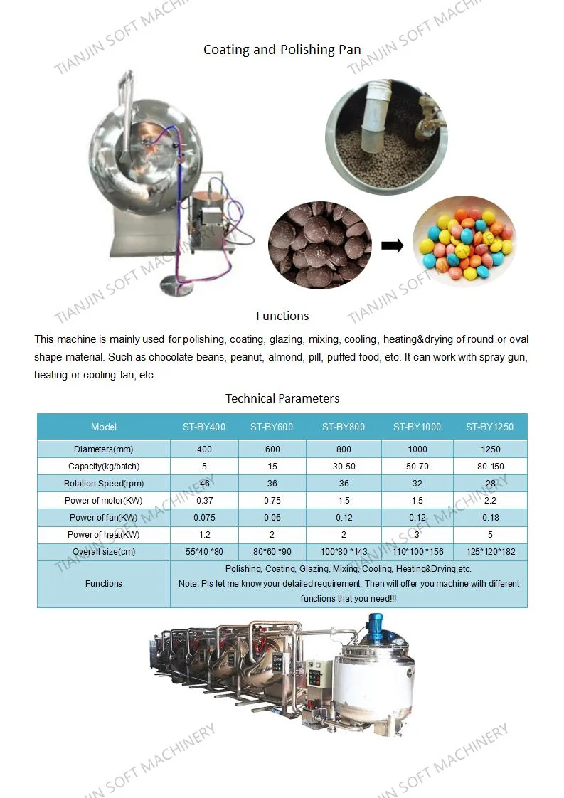 Chocolate Beans Lentils Coating Polishing Mixing Glazing Enrobing Forming Pan Machine