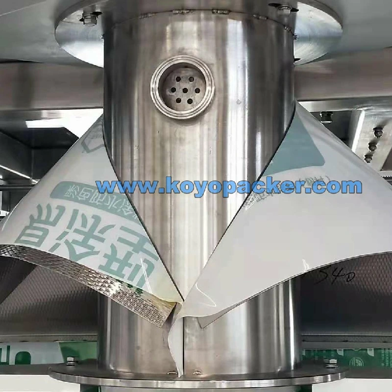 Ky320 Automatic Vffs All in One 10 Heads Weighing Scale Sealing Packing Packaging Machine for Puffed Food, Soft Candy, Biscuits