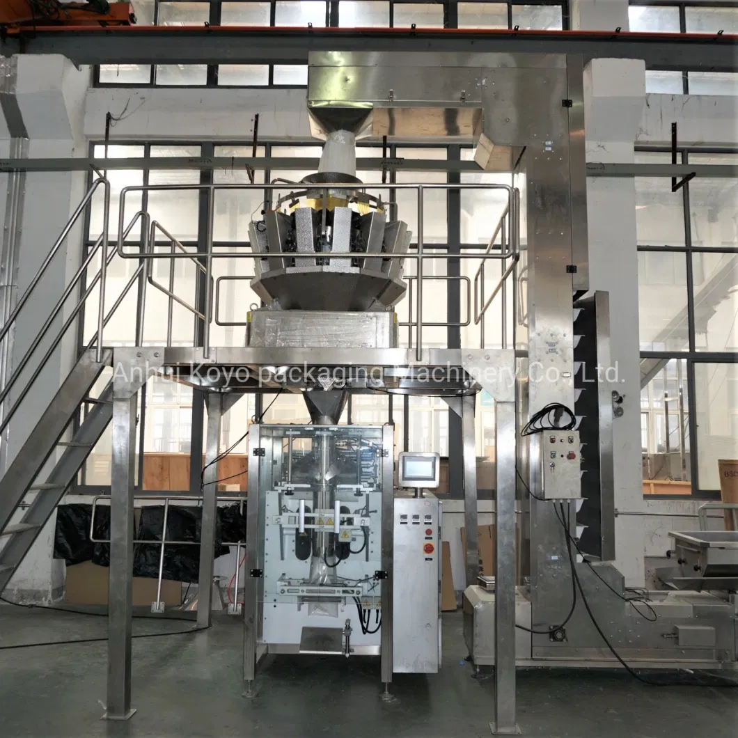 Ky420d Automatic Vertical Pouch Bag Biscuit Cookies Bakery Snack Food 12 Heads Weighing Packaging Line Filling Packing Machine