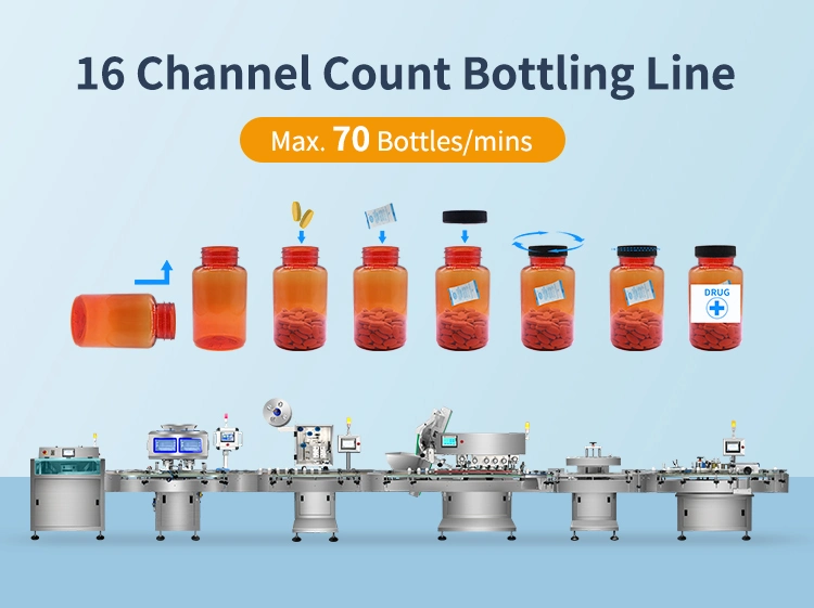 16 Lanes Automated PLC Control Tablet Capsule Counting and Bottling Machine Line