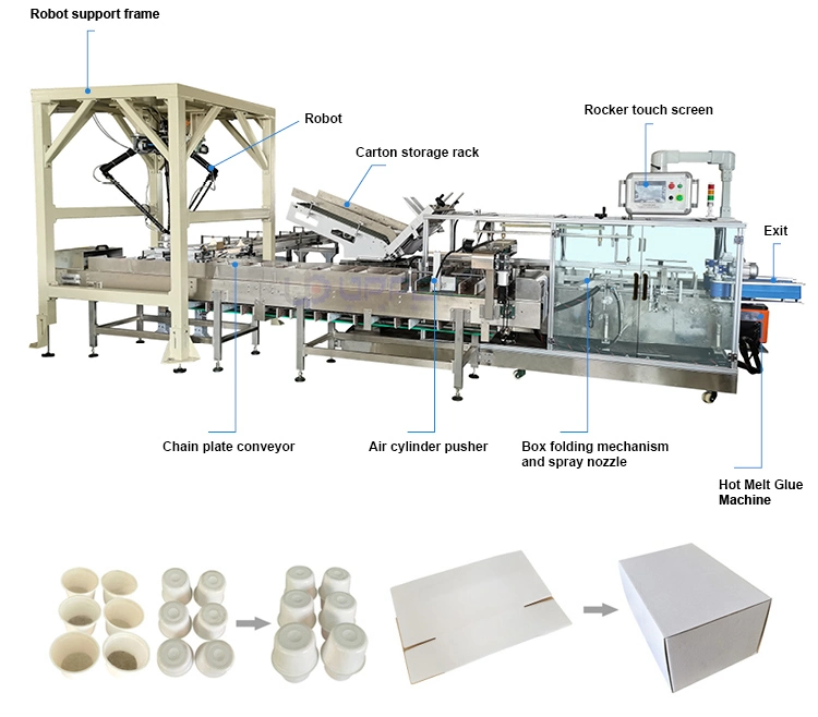 Manipulator Automatic Instant Noodle Bowl Noodles Cup Chocolate Bread Cookies Biscuit Flow Packaging Machines Carton Box Pillow Production Packing Machine Line