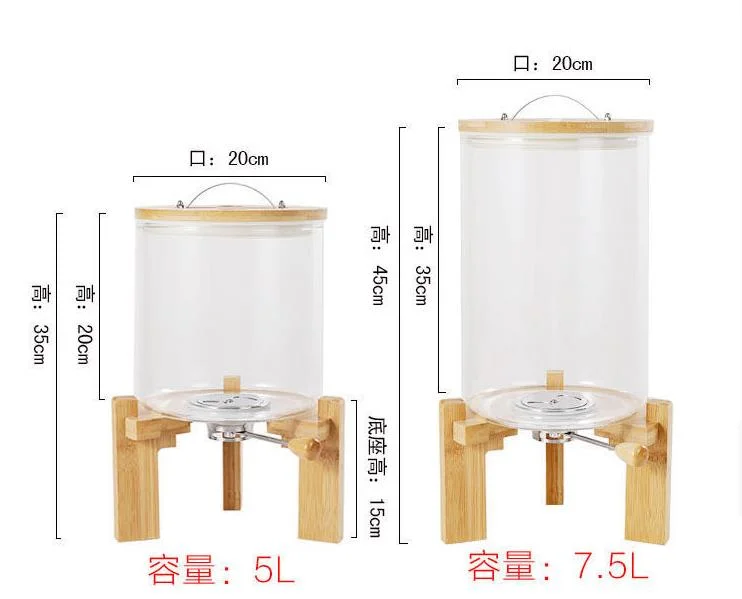 Glass Metering Rice Bucket Large Moisture-Proof Insect-Proof Belt Base Manual Valve Switch Rice Storage Containers