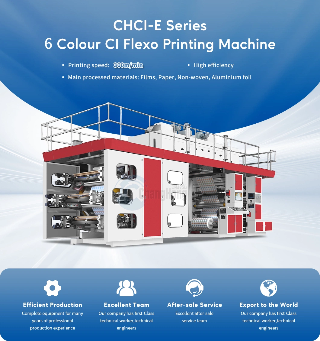 Automatic 6 Color Central Drum Satellite Ci Non Woven Flexographic Printing Machine