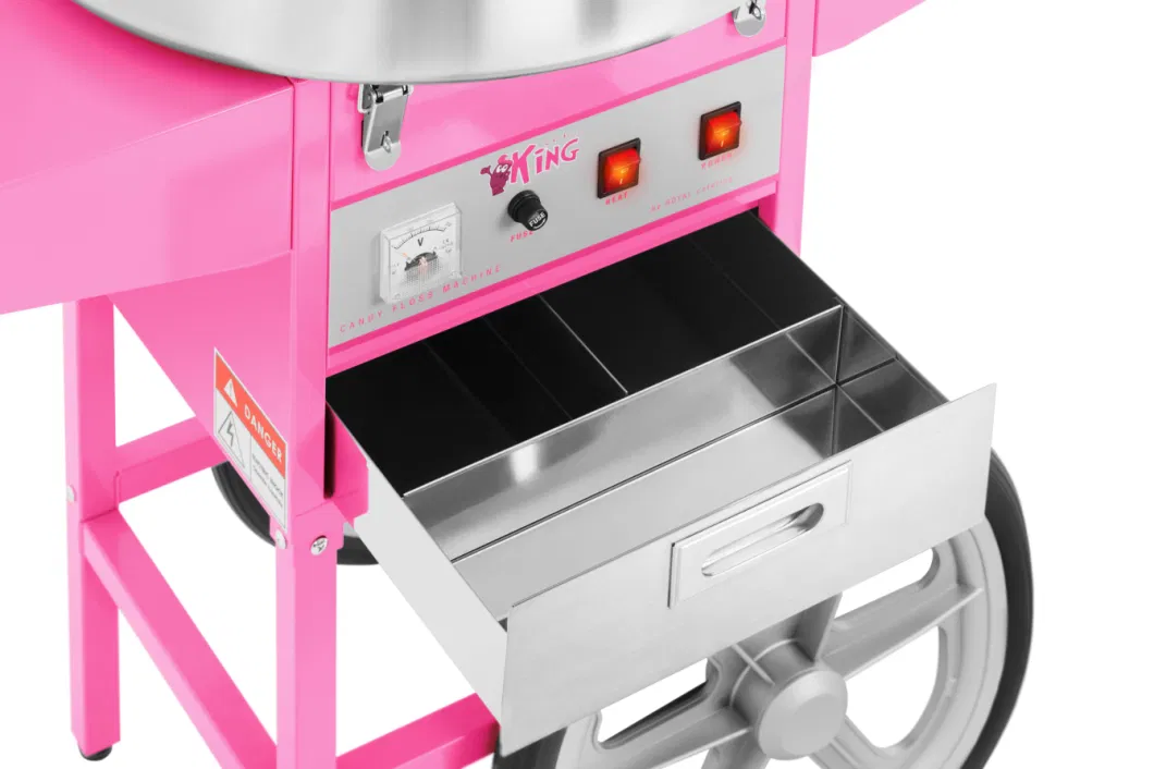 German Quality Standards CE Certified Market Leading Price 52cm 1200W Cotton Candy Floss Machine With Cart