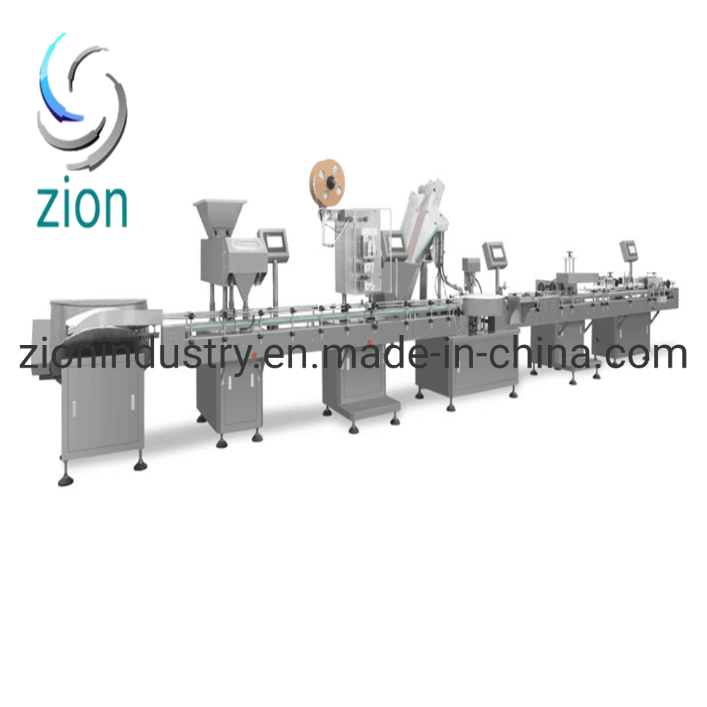 Automatic Tablet Capsule Bear Gummy Candy Sugar Counting Filling Line Bottle Desiccant Plugging Labeling Machine Bottling Packaging Production Line