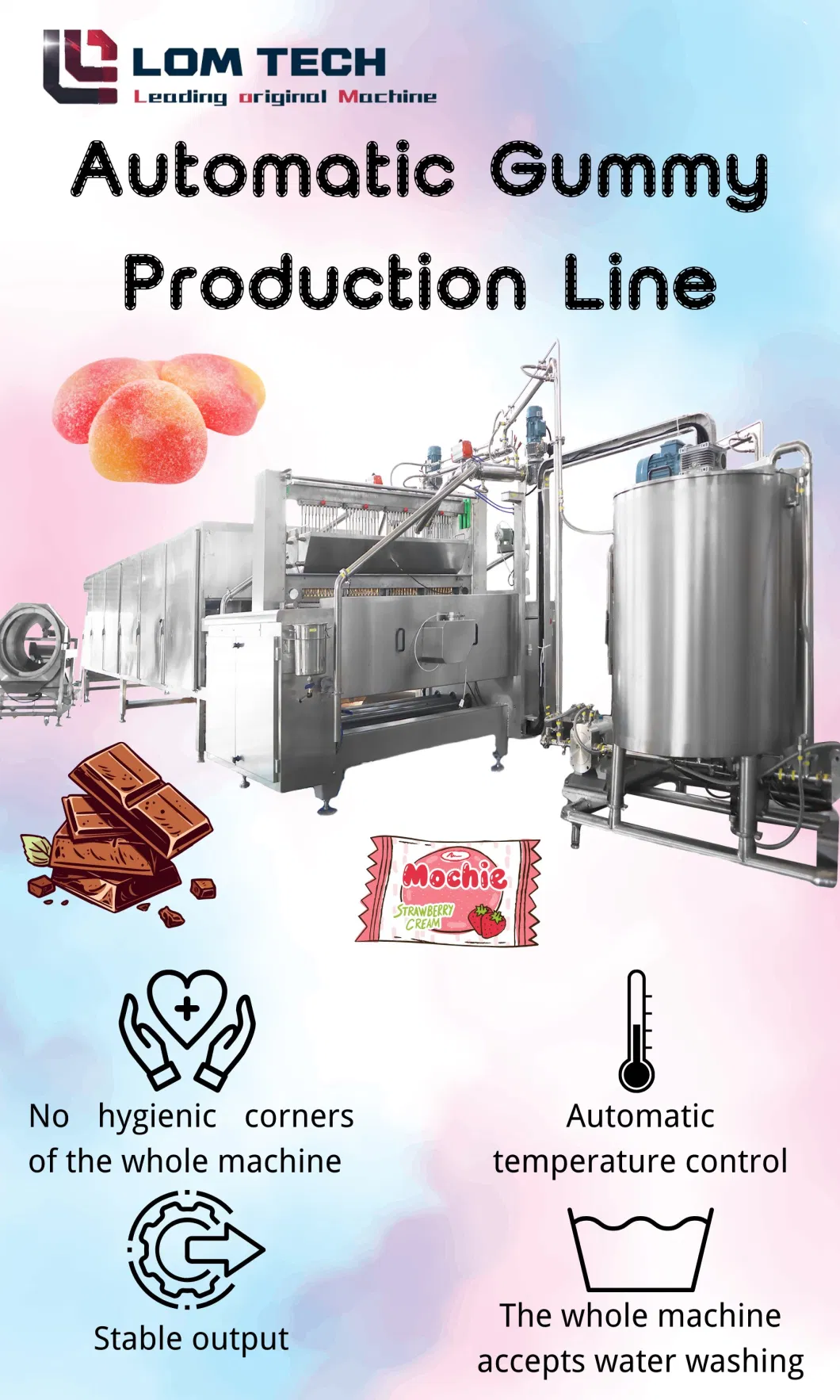 Automatic 50kg 150kg 300kg 450kg Energy Saving Gelatin Pectin Production Line Candy Depositor Machine Candy Gummy Bear Maker Machine