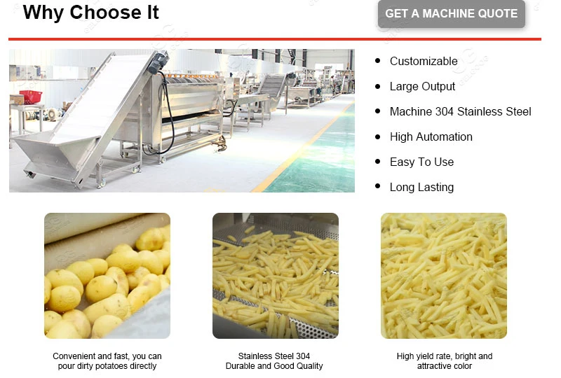 Industrial Full Automatic Fresh Frozen Sweet Potato Chips Production Line Frozen French Fries Making Machine