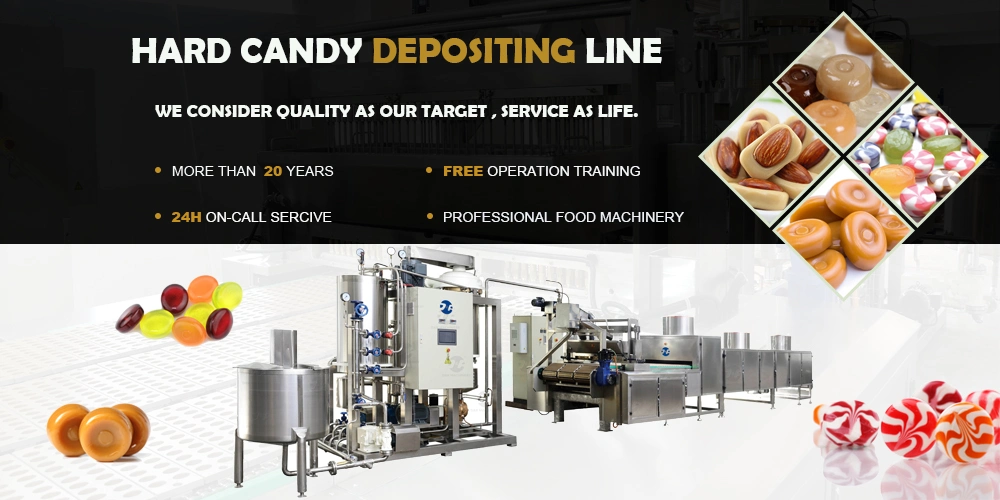 Confectionery Equipment Supplier PLC Control Servo Driven Hard Candy Making Machine Two Colors Two Falvour Hard Candy Depositing Line