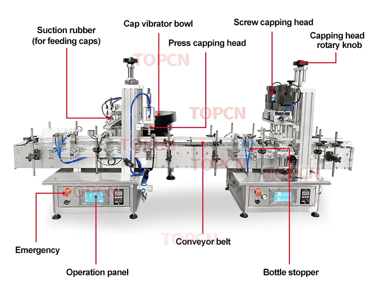 Glass Jar Whisky Cap Cork Plastic Tear-Band Tamper Evident Vitamin Chewing Gum Bottle Tabletop Automatic Press Capping Machine