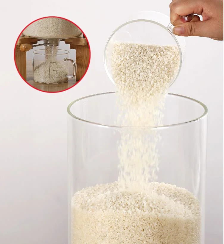 Glass Metering Rice Bucket Large Moisture-Proof Insect-Proof Belt Base Manual Valve Switch Rice Storage Containers