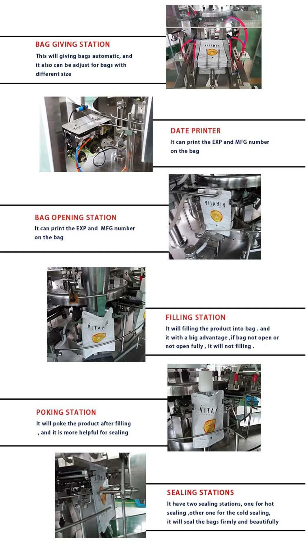 Automatic Rotary Premade Stand up Doypack Zipper Pouch Filling Sealing and Packing Machine, Gummy Candy Chocolate Snack Multihead Packaging Machine