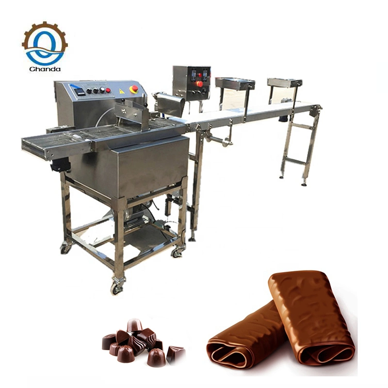 Table Top Mini Chocolate Enrobing Coating Machine Small Chocolate Making Line for Bar Wafers Biscuit Production