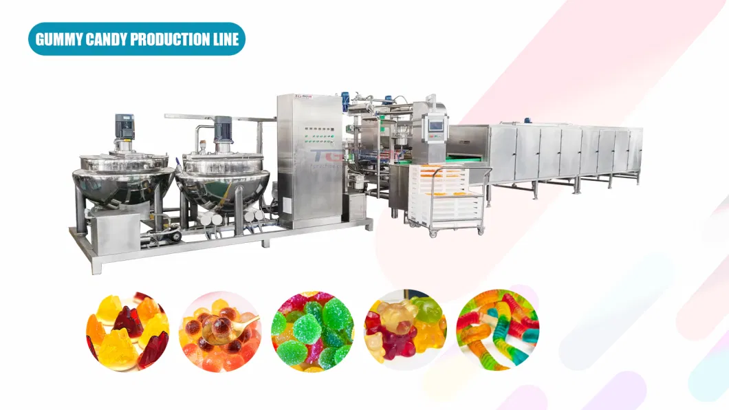 Shanghai Big Output Automatic PLC Control High Productivity Automatic Weight System Agar Gummy Bear Vegan Jelly Candy Line for Sale