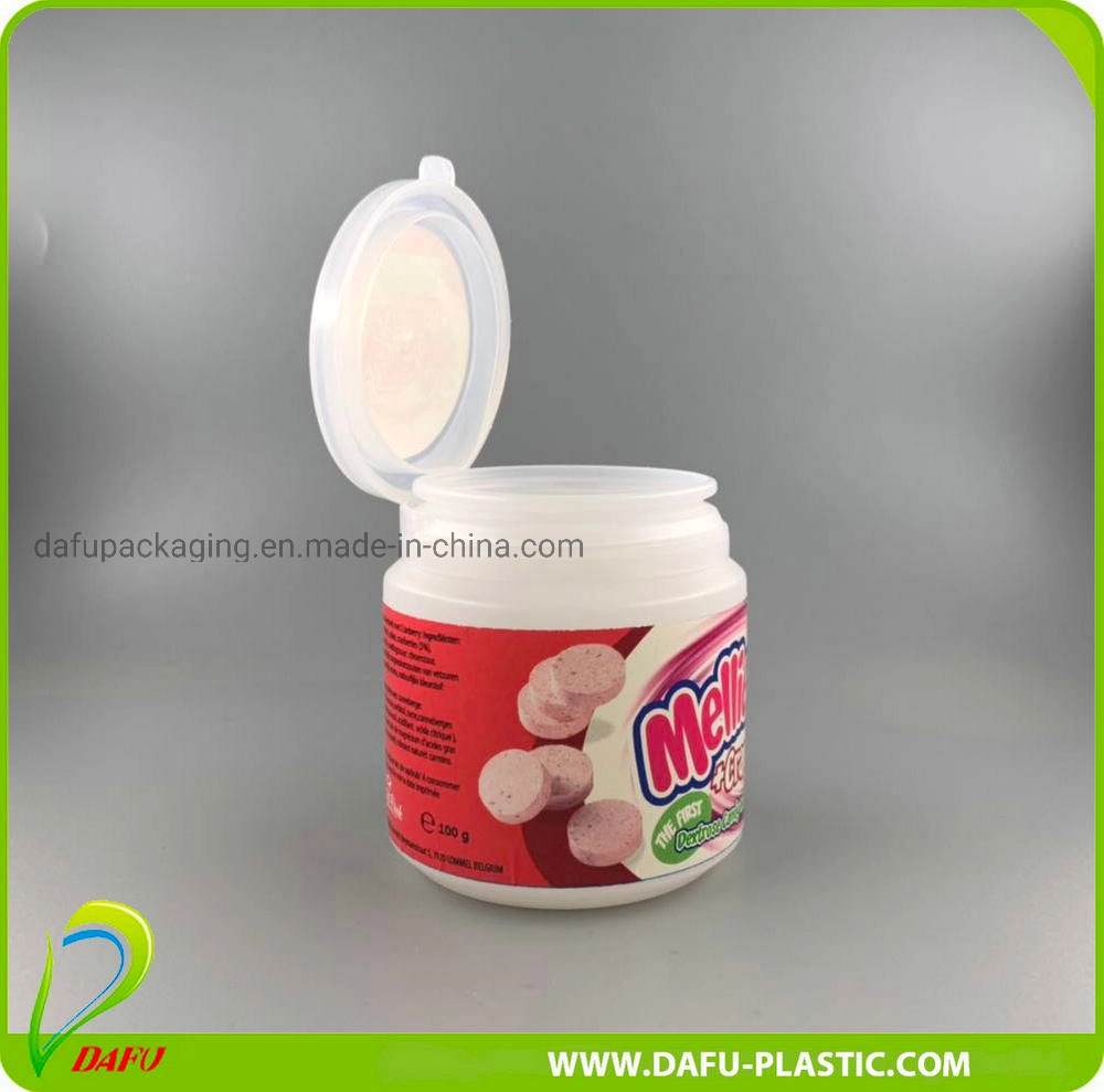 150ml HDPE Round Shape Plastic Chewing Gum Candy Bottle with Flip Top Cap