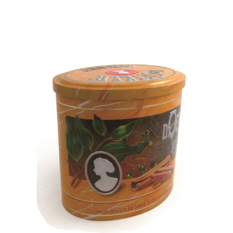 Custom Tall Oval Shaped Chocolate Nuts Packaging Metal Tin Can Tin Container