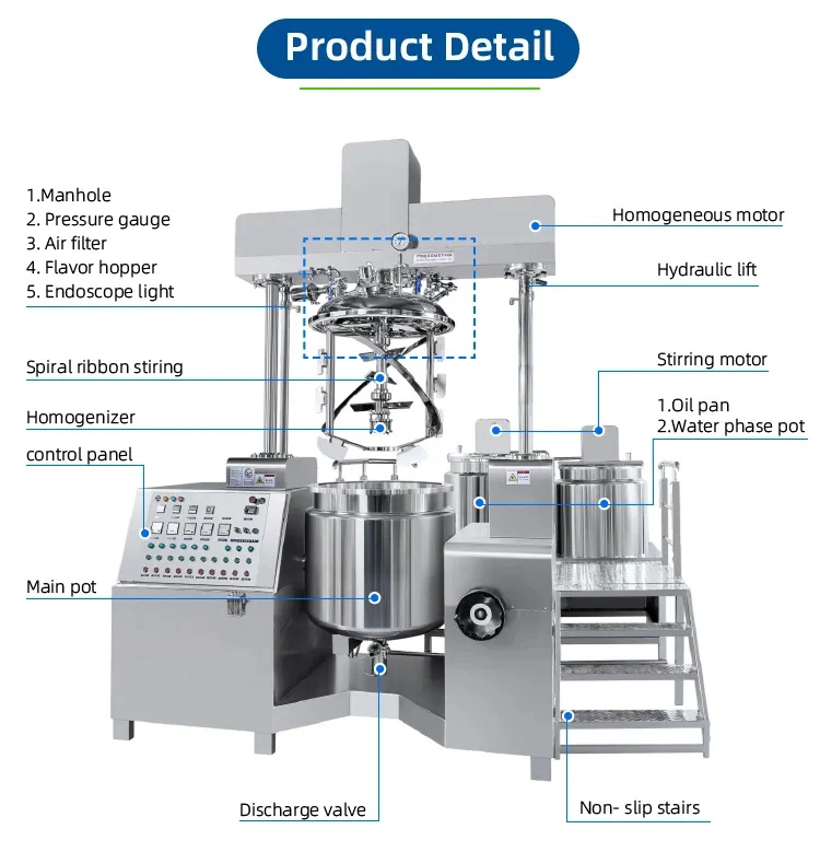 Jacket Heating Mixing Kettle for Food Factory Juice Jam Vacuum Emulsifier Homogeneous Machine Jelly Making Machine