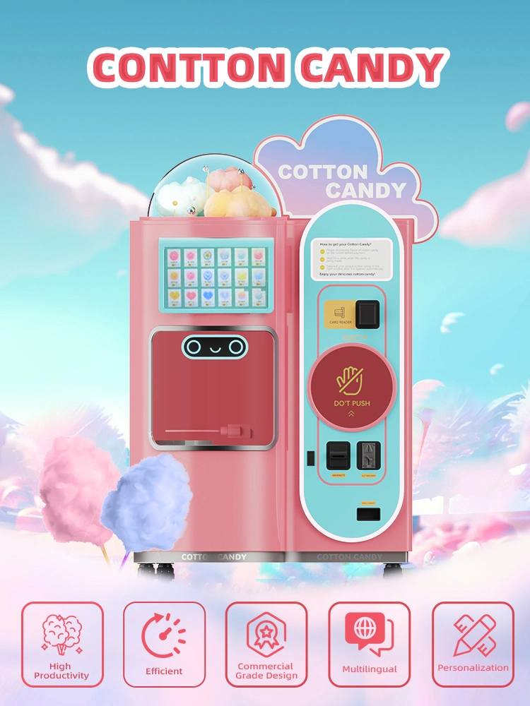 Support Multi-Language Fully Automatic Marshmallow Machine Intelligent Cotton Sugar Candy Making Vending Machine