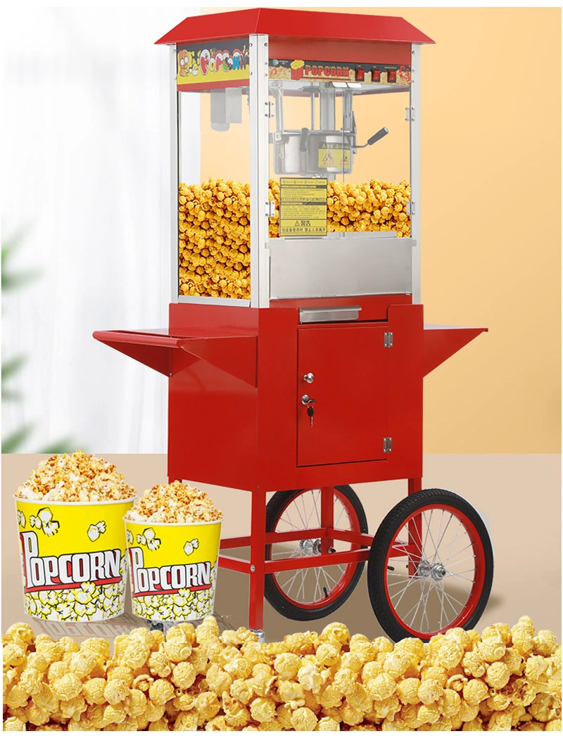 Commercial Automatic Caramel Making Air Popping Popcorn Machine with Cart for Sale