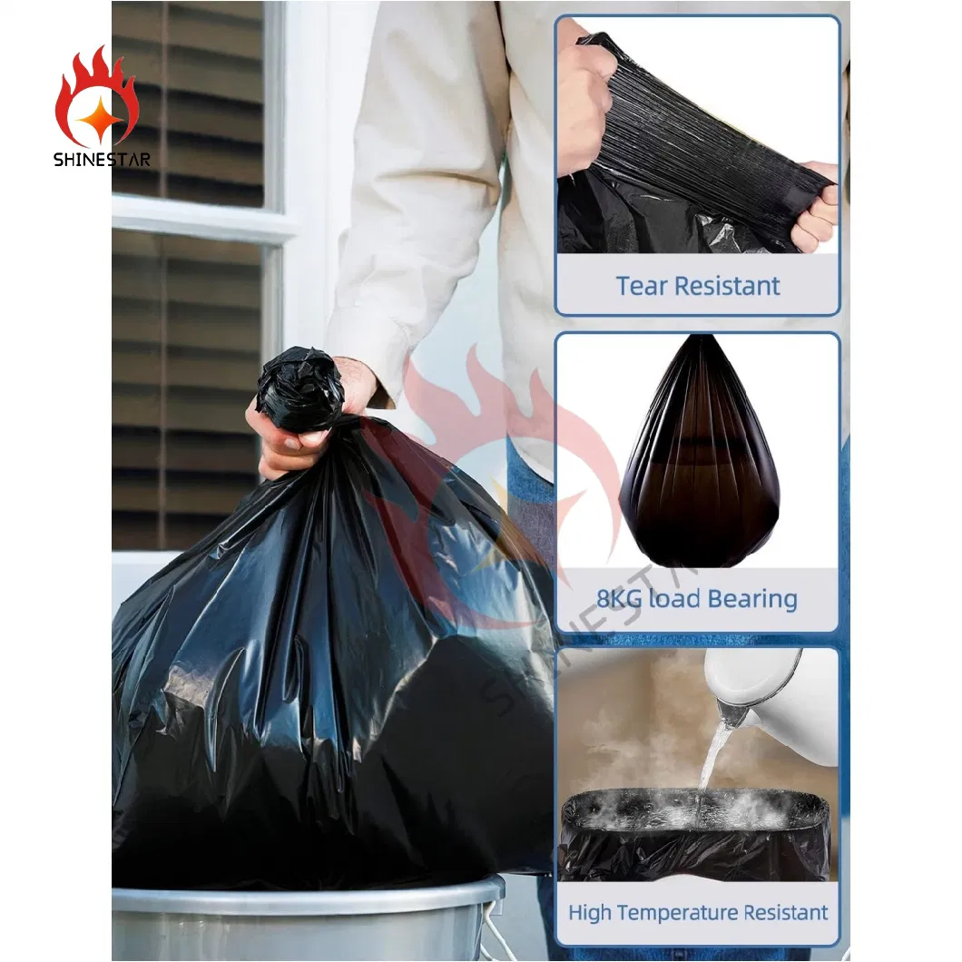 Black Opaque Trash Can Liner Plastic Garbage Bags for Kitchen Bathroom Bedroom Office