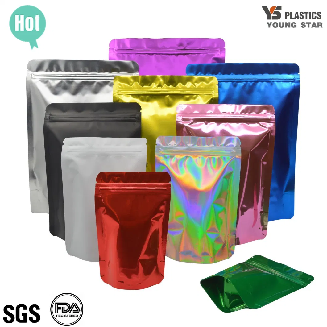 Custom Printing Recyclable Edible Gummy Bear Candy Packaging Hot-Sealed Ziplock Holographic Metallized Polyethylene Pouch Bag