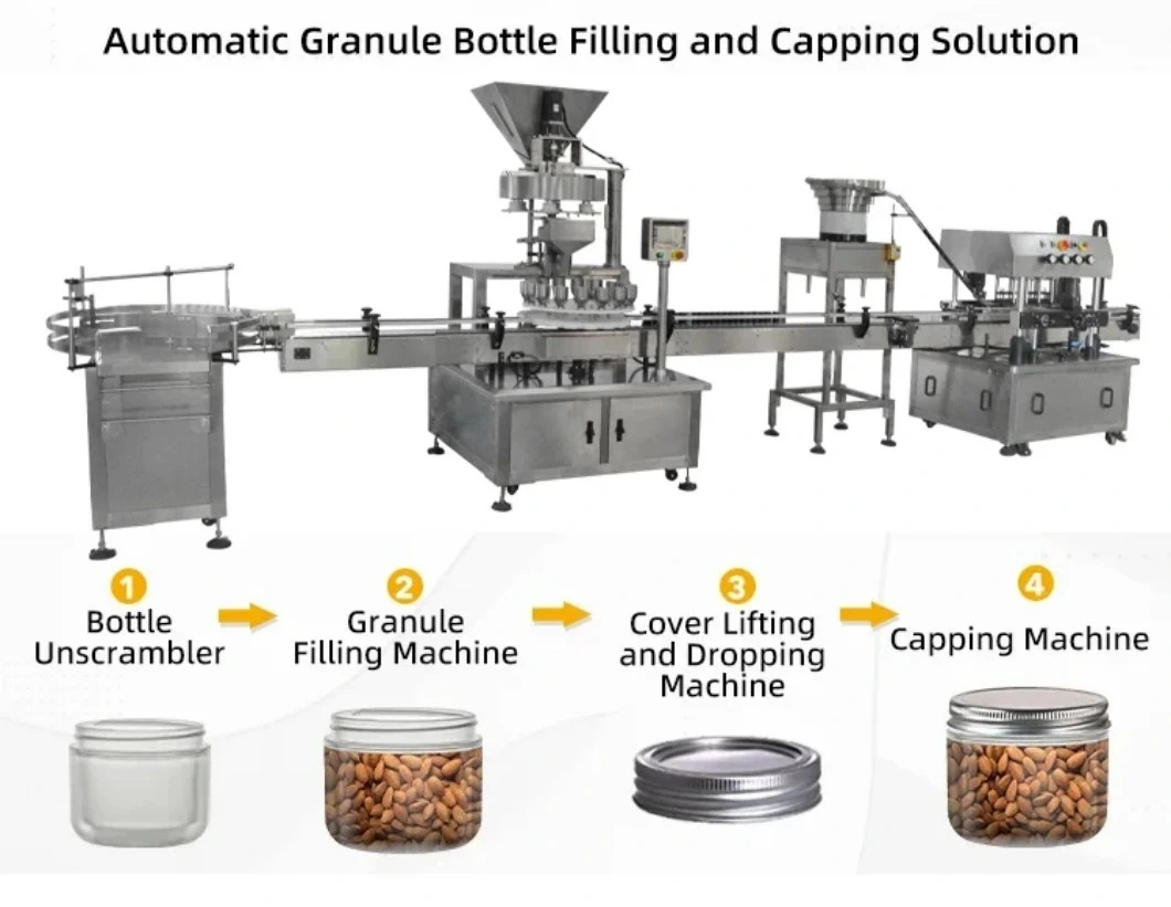 Automatic Granule Filling Machine Candy Nuts Popcorn Jar Can Filler Bag Packing Production Line