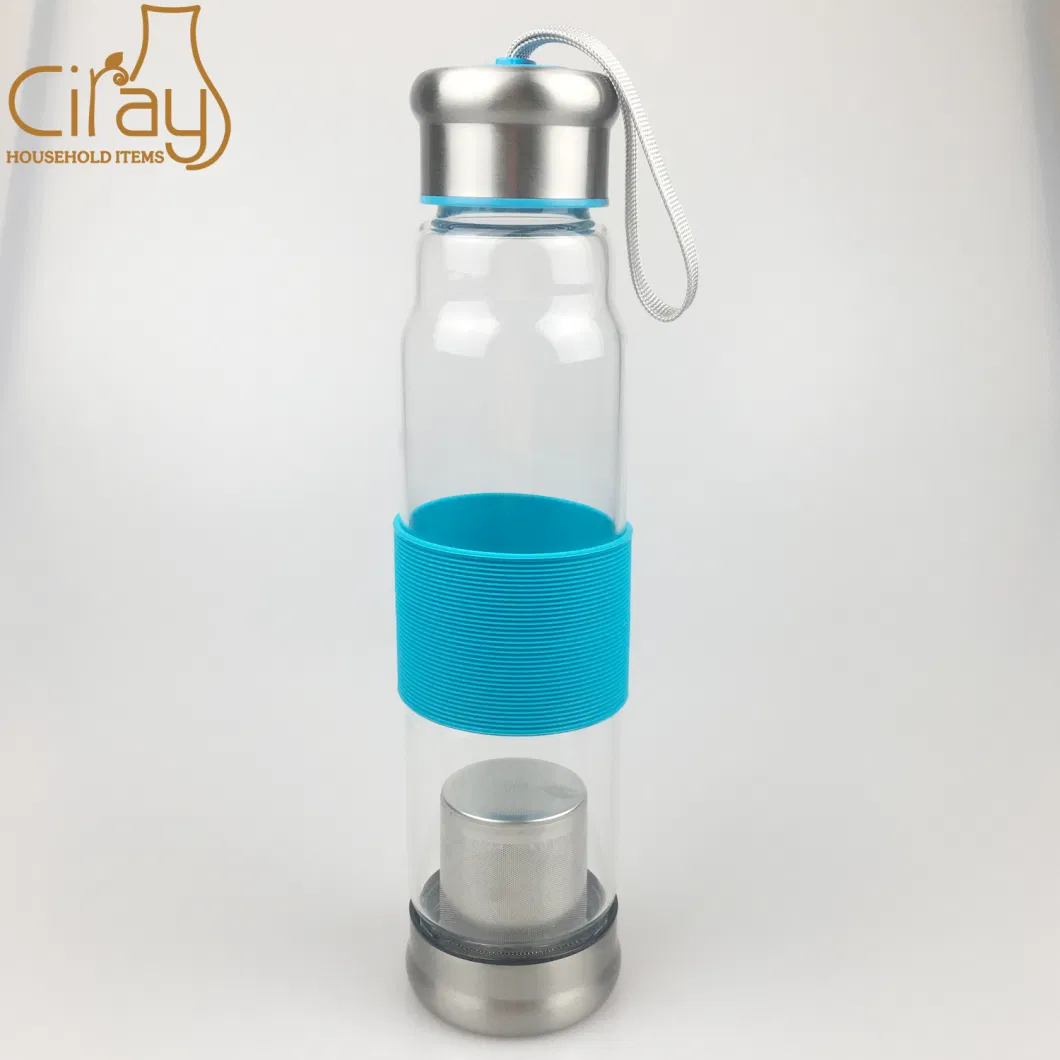 18oz High Borosilicate Glass Drinking Bottle for Tea