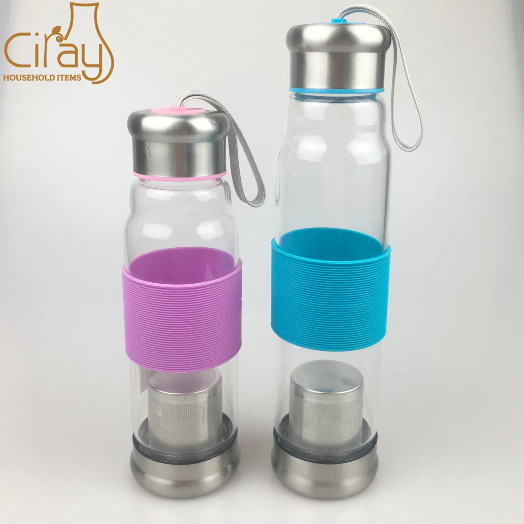 13oz Heat-Resistant Glass Bottle with Tea Infuser