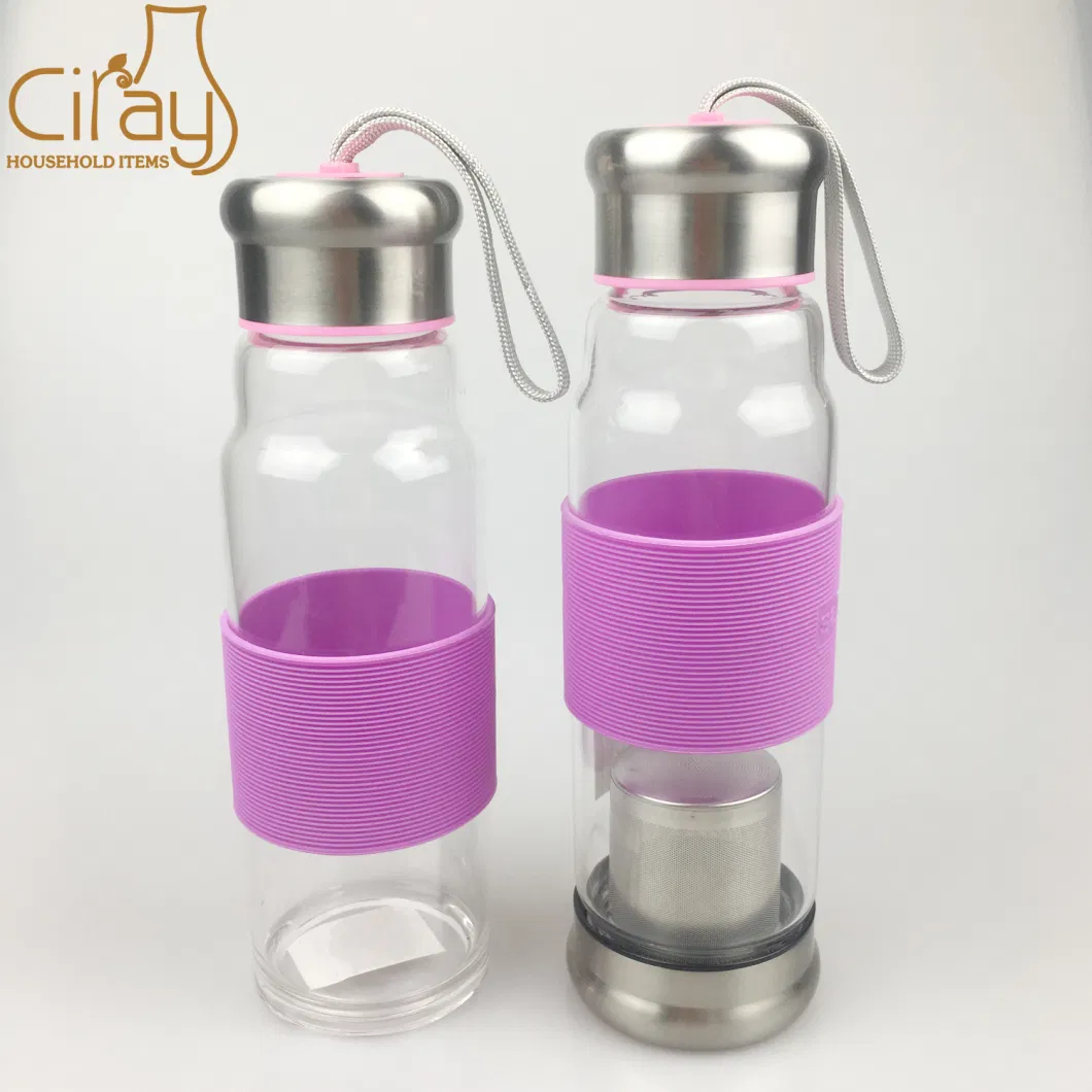 13oz Heat-Resistant Glass Bottle with Tea Infuser