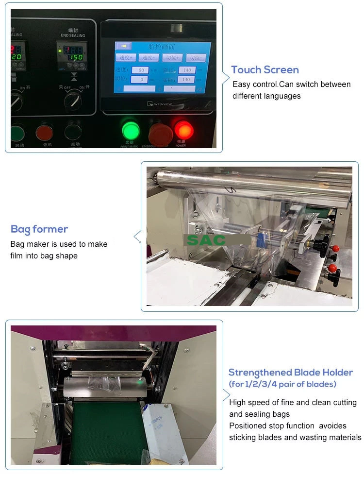 Automatic Flow Packaging Candy Lollipop/ Protein Energy Bar Packaging Machine