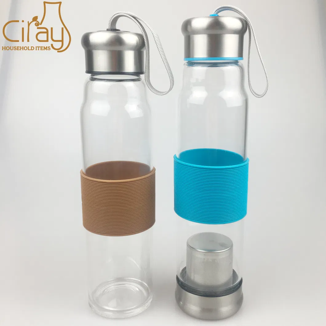 18oz High Borosilicate Glass Drinking Bottle for Tea