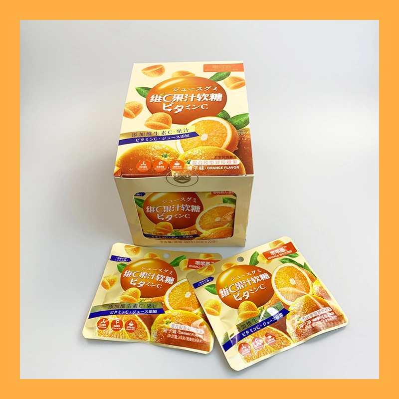 Soft Jelly Candy Manufacturer Orange Flavor Vc Fruit Juicy Sugar and Sweets