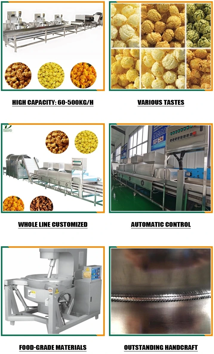 Full Automatic Popcorn Maker Industrial Caramel Mushroom Popcorn Making Machine with CE Certification