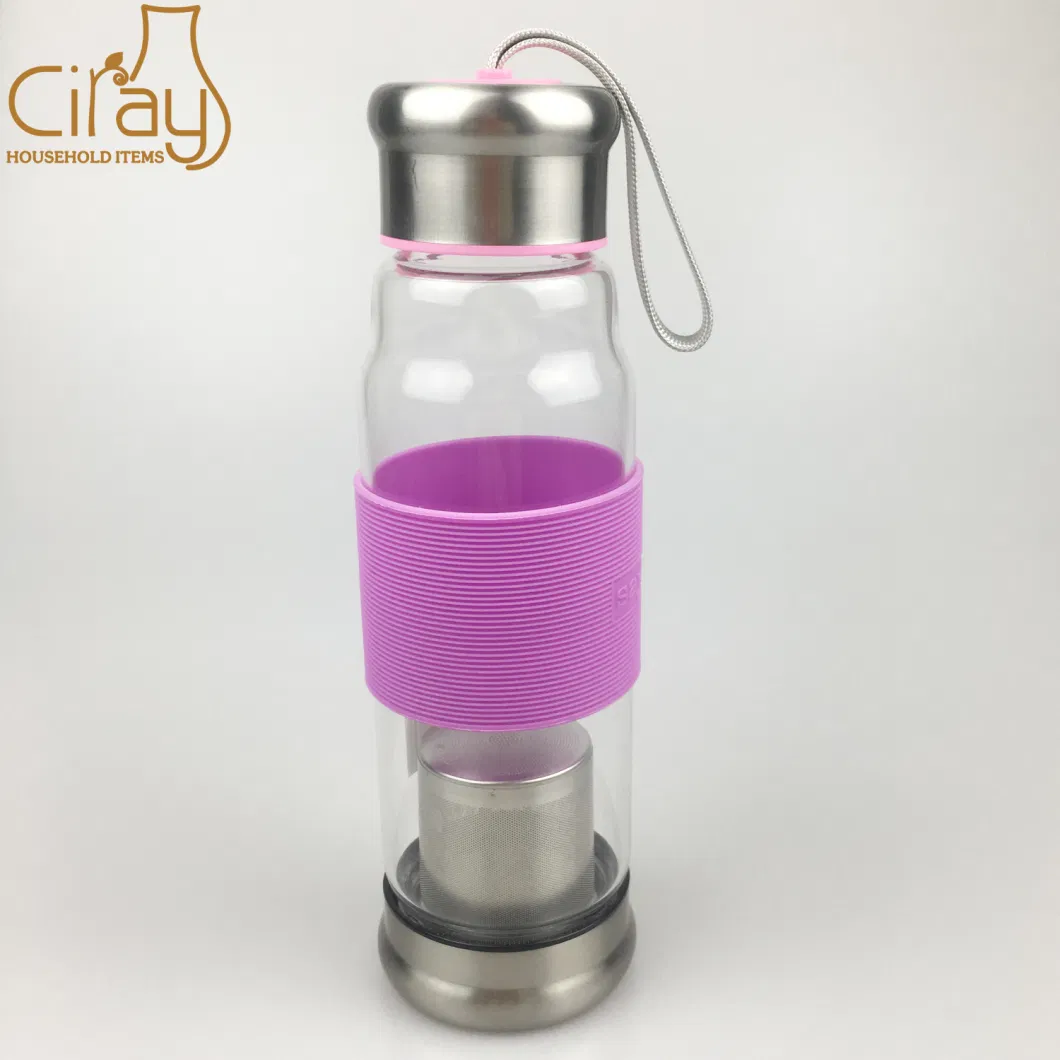 13oz Heat-Resistant Glass Bottle with Tea Infuser