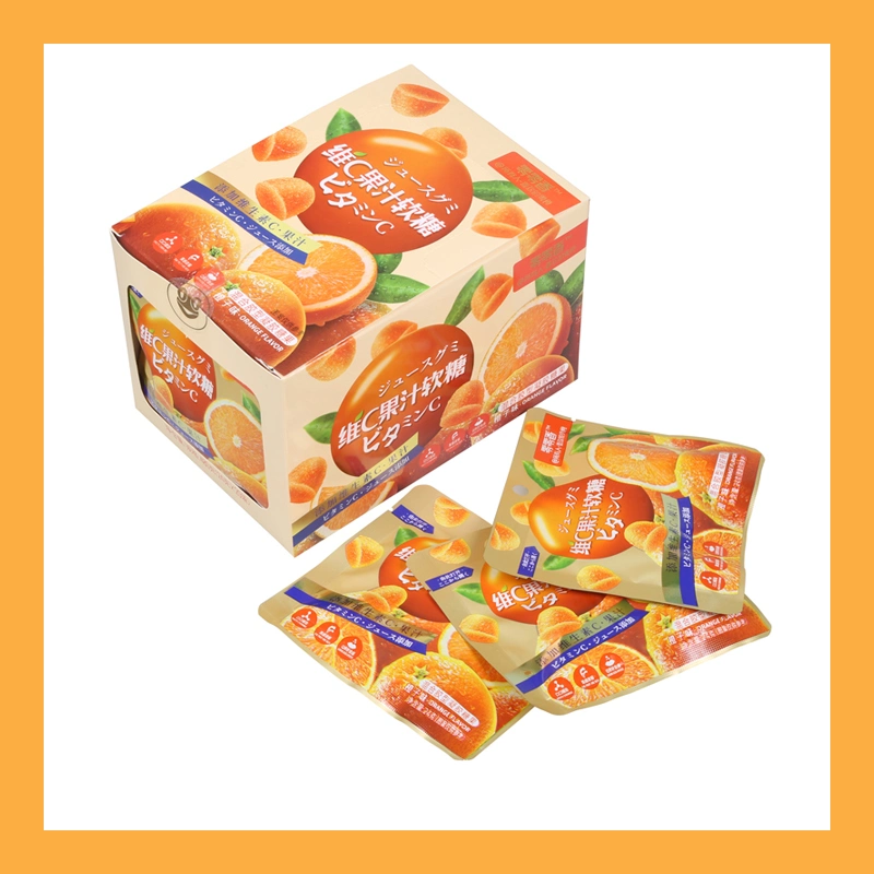 Soft Jelly Candy Manufacturer Orange Flavor Vc Fruit Juicy Sugar and Sweets