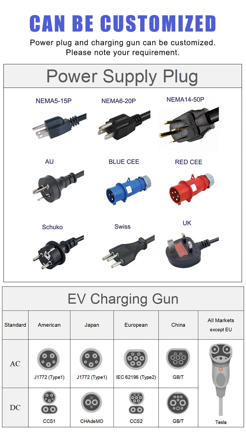 AC240V 3.84kw 16A Type 1 Portable Electric Car EV Charging Station with LCD Display Screen