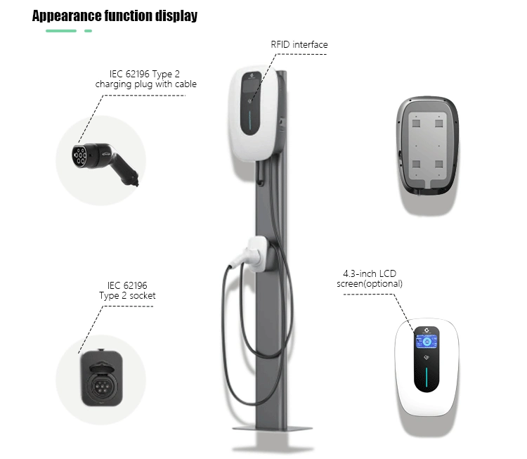 ODM RoHS Approved AC 220V EV Solar Charging Station Wallbox Shopping Mall Parking