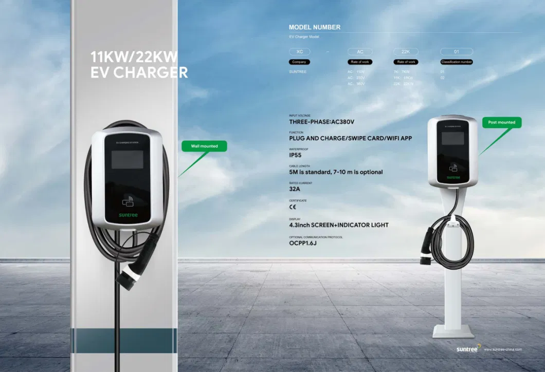 APP 3 Phase Level 2 AC Home Charging IEC62196-2 Wallbox Car Charger 11kw Type 2 EV Charger Pile