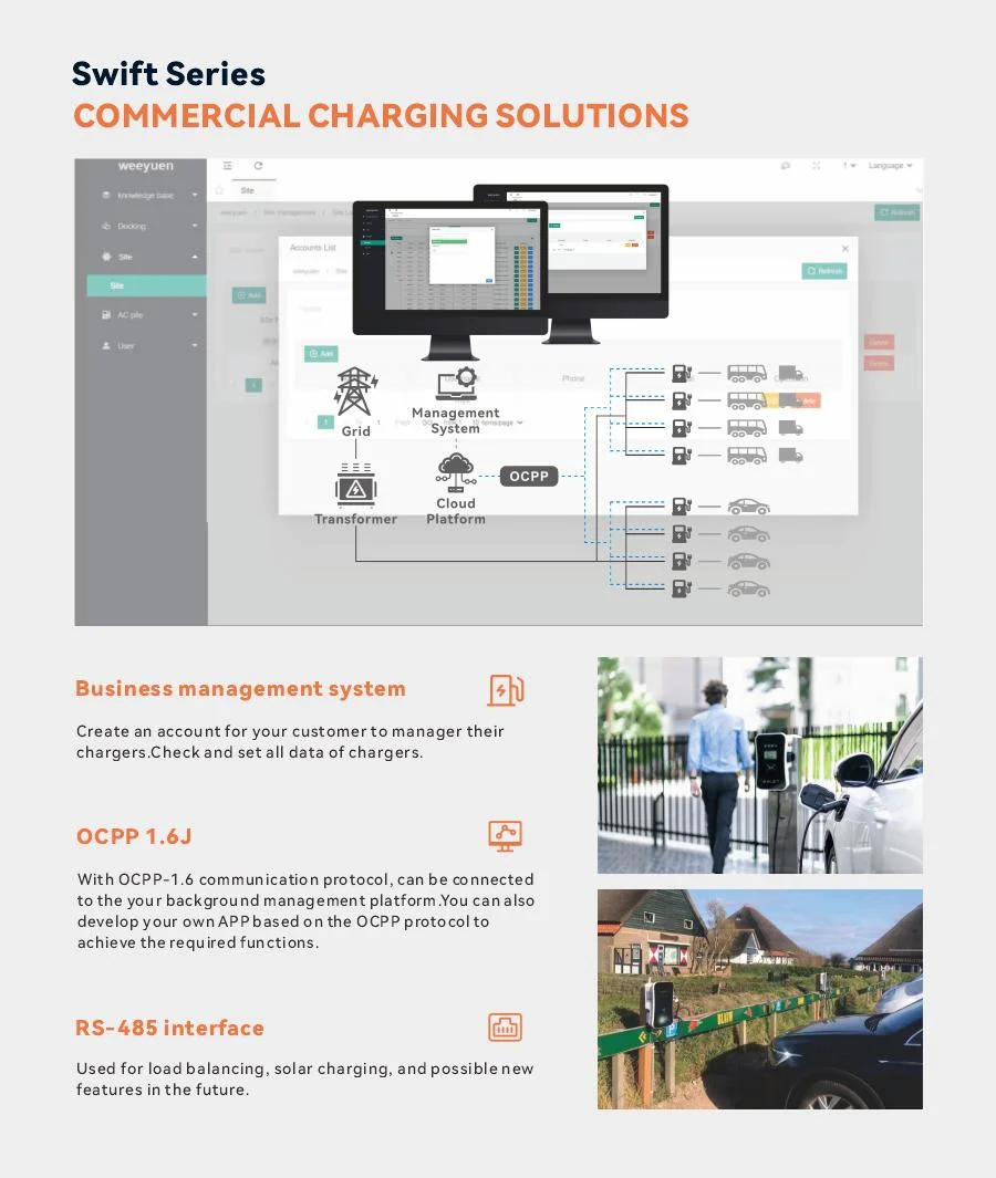 Evse Manufacturer AC EV Charger 3 Phase 7kw 11kw 22kw Type 2 Wallbox EV Charger Charging Station for Electric Car