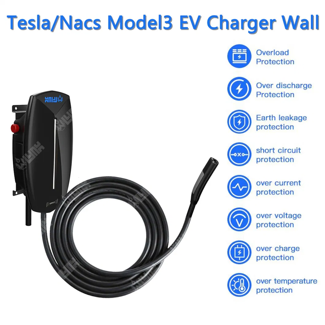 Olink Nacs Charging Station Connector Model3 EV 32A 48A 60A 7kw 11kw Tesla Nacs Charger Wallbox Pile