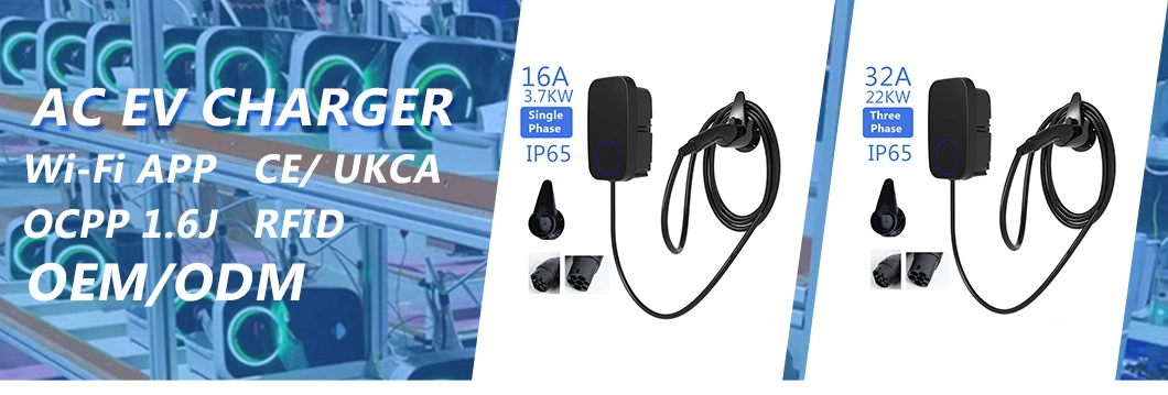 Factory OEM Wallbox 7kw Level2 EV Wall Charger Fast Chargepoint 32A Type 2 Electric Car Charging Station