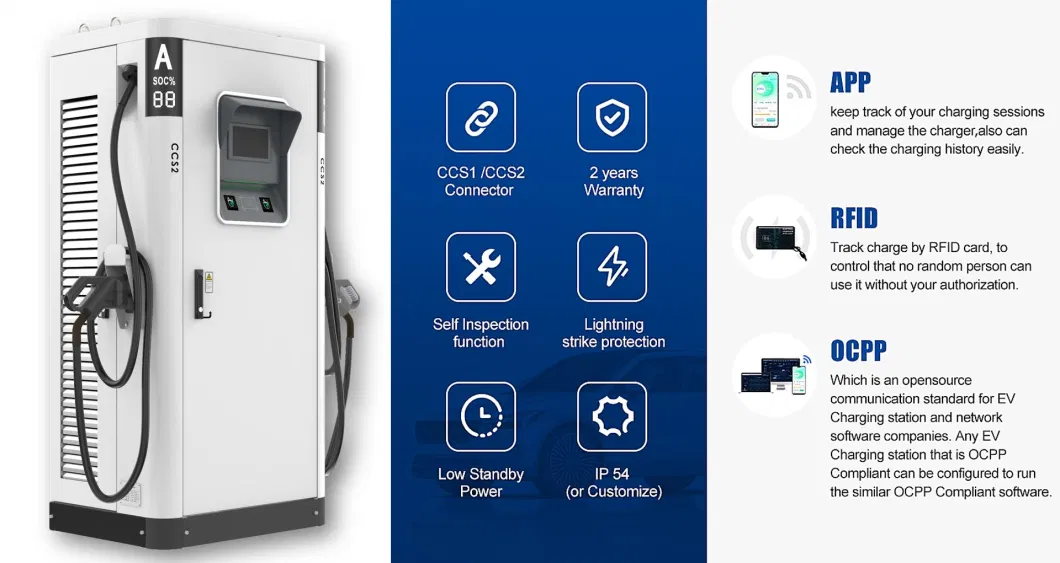 Zhonghe CCS2 Car Battery Charger EV Charging Pile 50kw 60kw