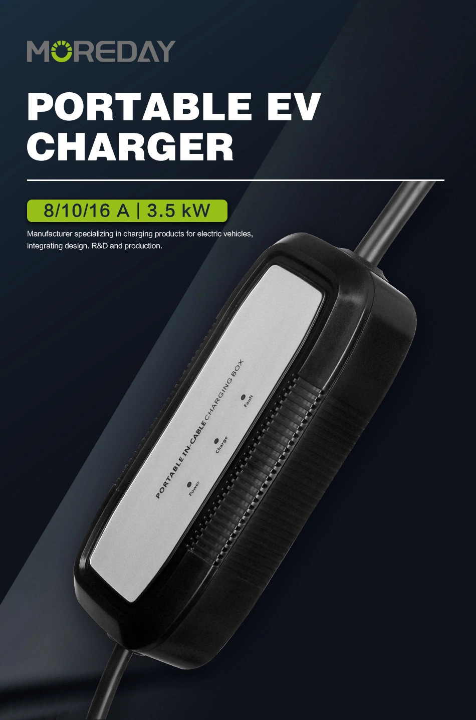 Vehicle Charger Portable EV Car Charger Type1 Type2 AC 3.5kw Fast Charging Station