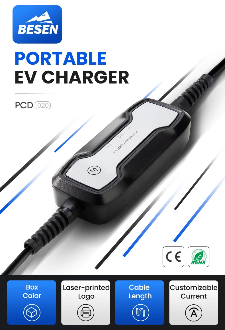 Portable Charger Box for Electric Vehicle Charging with Type 1 Plug BS Outlet Standard