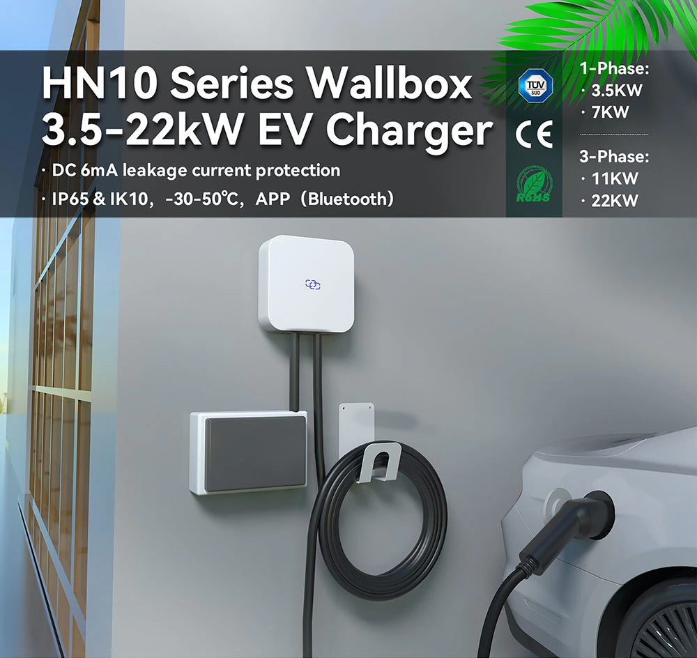 AC Charger Electric Car Type 2 Home Charging Point APP Bt WiFi RFID Card Charging Station Electric Car Evse Wallbox for All Evs