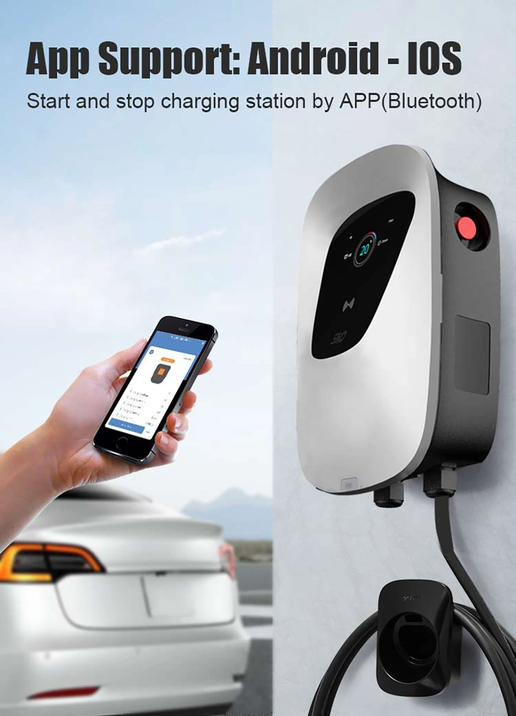 Home 7kw 11kw 22kw Evse Wallbox Portable EV Car Charger