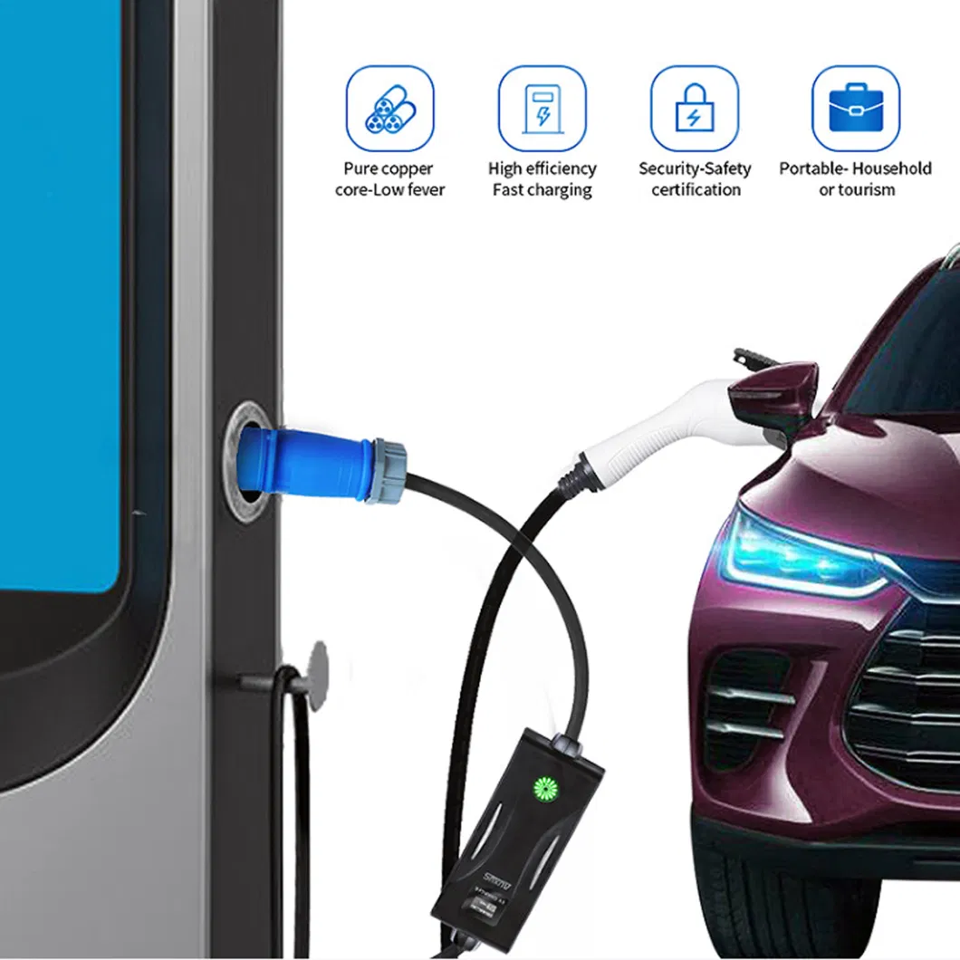 Factory Price Adjustable Current 16A 32A Level 2 Portable EV Charger Station Type 2 Type 1 Gbt AC EV Car Charging Gun for Electric Vehicles