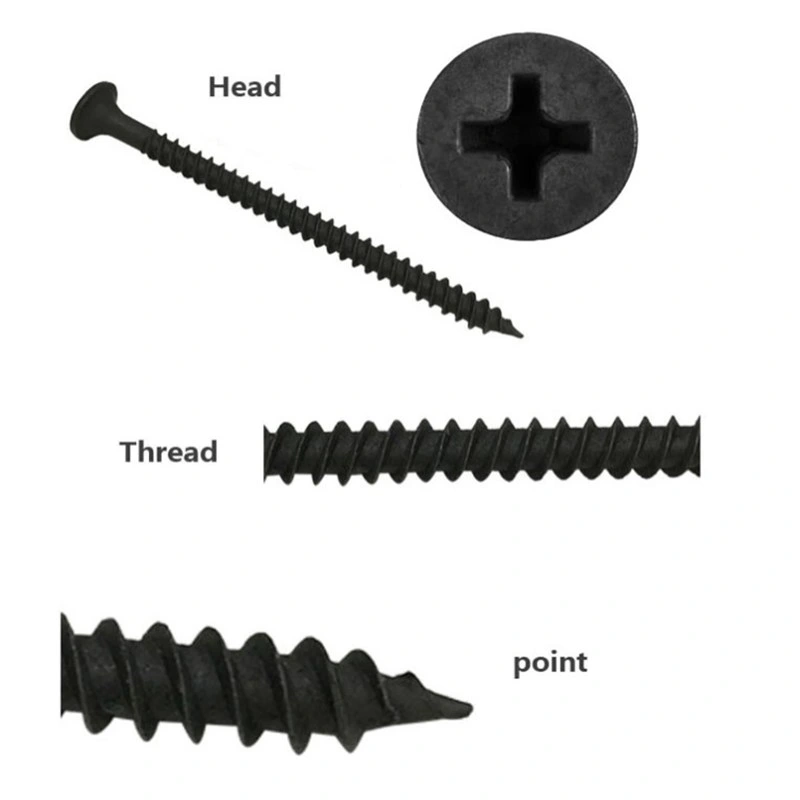 Gypsum Screw Black Phosphate Fine Thread Drywall Screw Zinc Coarse Thread Sharp Point Drill Point Manufacturer