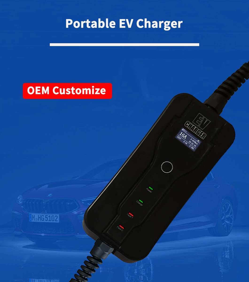 Type2 Plug 16A 3-Phase Home Electric Vehicle Charger Portable EV Charging Station 11kw