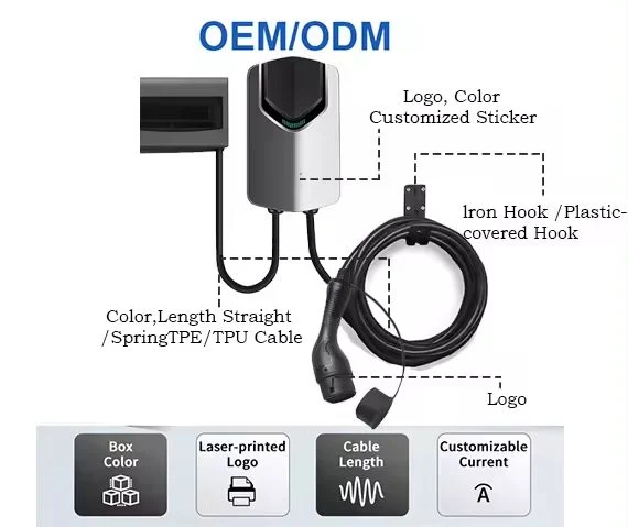 7kw Electric Car Charging Station Home Wallbox Evse AC EV Charger Type 2 Gbt Manufacturer AC Vehicle Home Charging Box